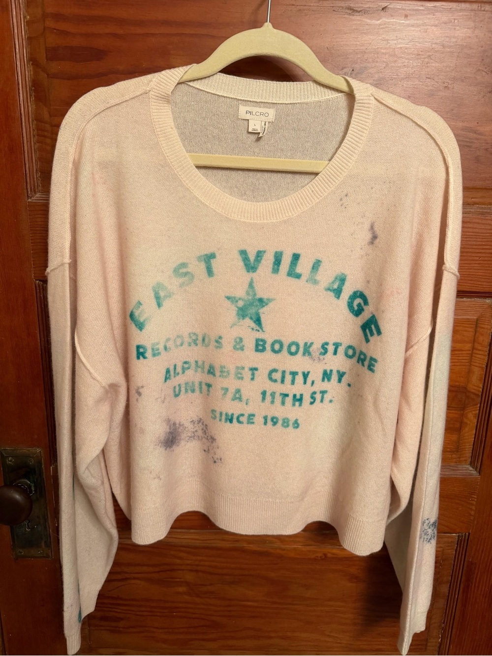 Pilcro Cream Crewneck Cashmere Sweater - Picture 3 of 7